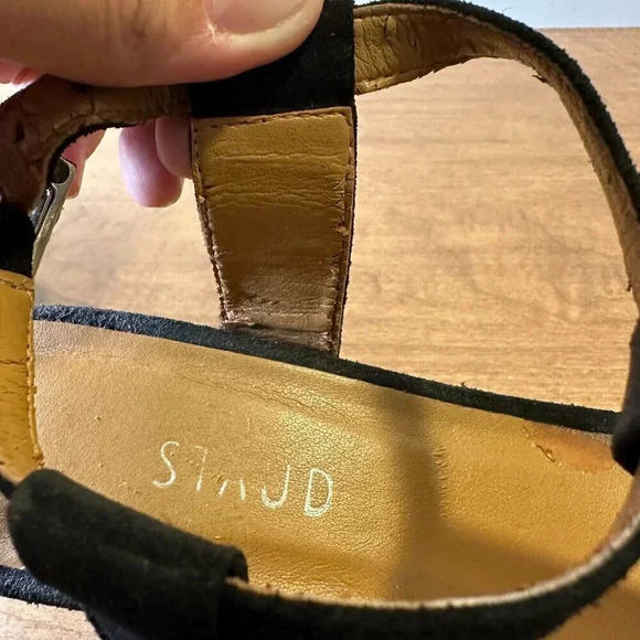 Staud Black Strappy Suede Block Heels Womens Size 7 AS IS - Picture 6 of 11